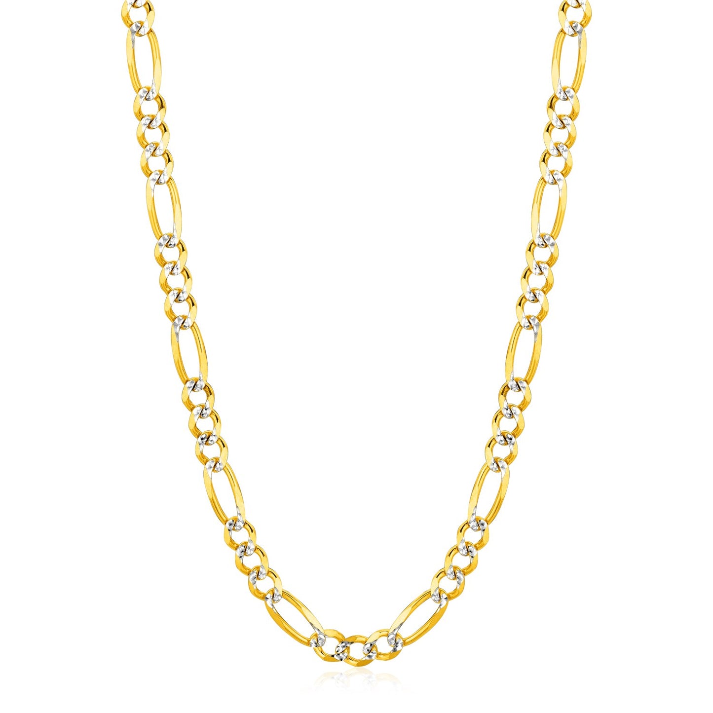 6.0mm 14K Yellow Gold Solid Pave Figaro Chain