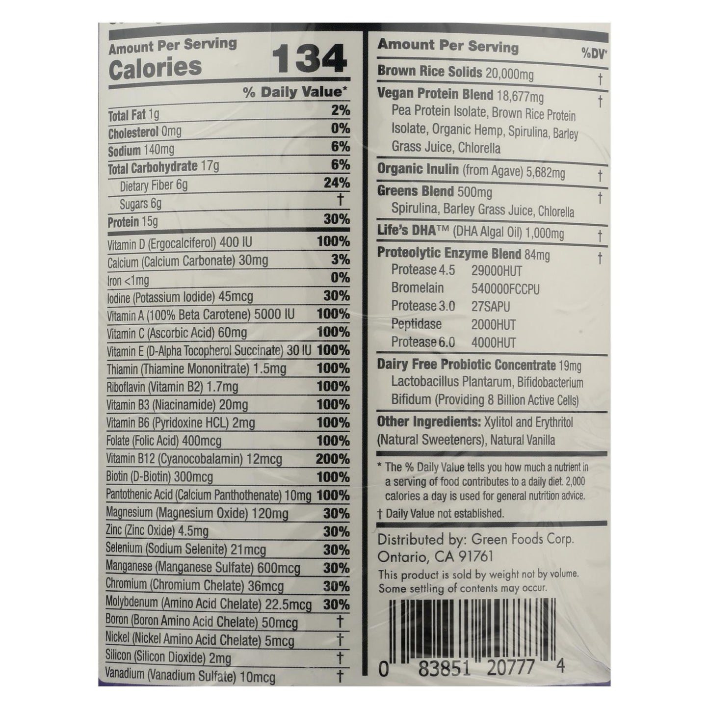 Green Foods True Vitality Plant Protein Shake In Vanilla - 1 Each - 25.2 Oz