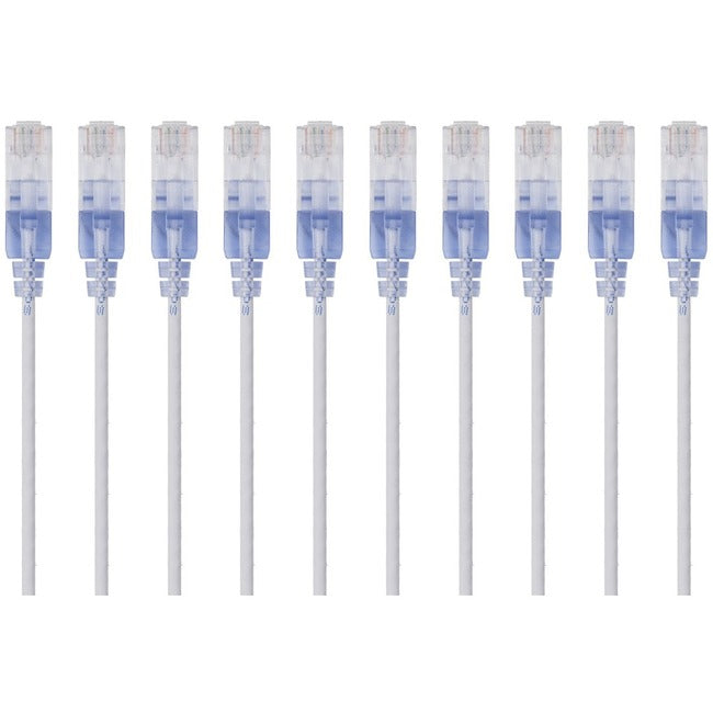 Monoprice 10-Pack, SlimRun Cat6A Ethernet Network Patch Cable, 1ft White