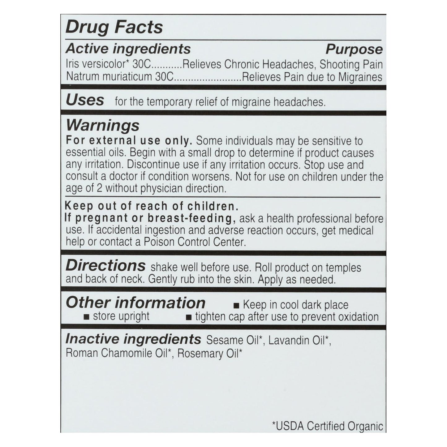 Forces Of Nature Certified Organic Medicine Migraine Rollerball Applicator - 1 Each - 4 Ml