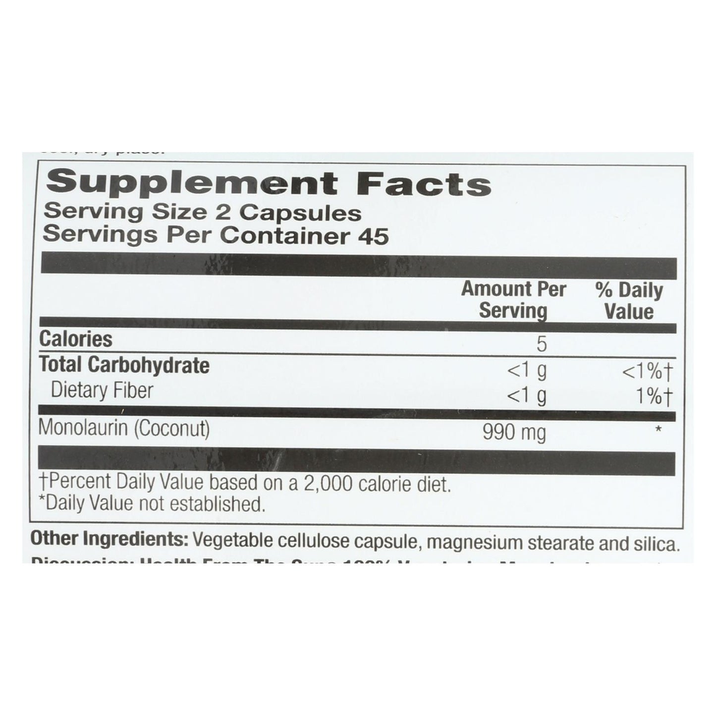 Health From The Sun Monolaurin - 1 Each - 90 Vcap