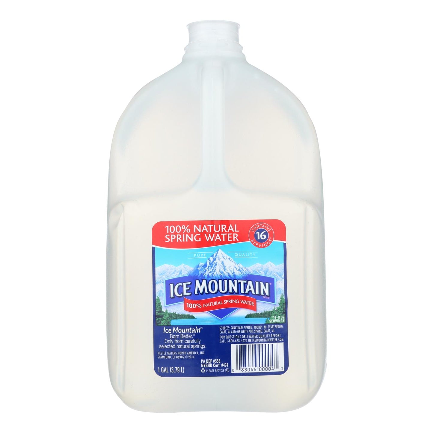 Ice Mountain 100% Natural Spring Water - Case Of 6 - 1 Gal
