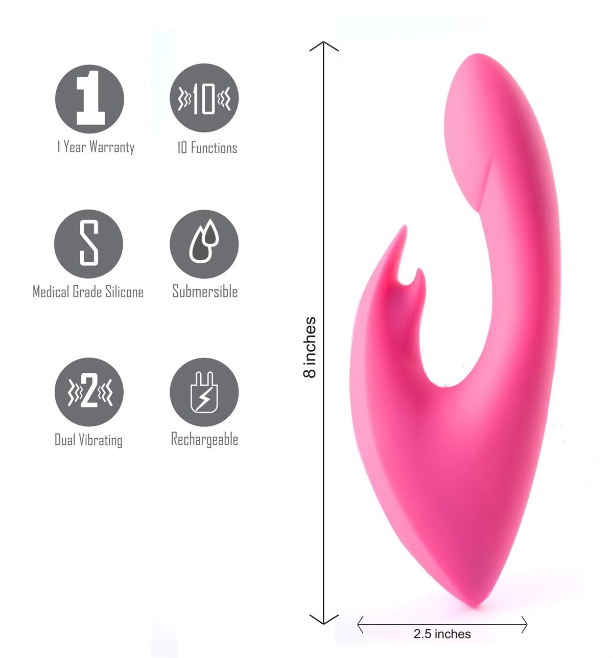 Leah Rechargeable Silicone Rabbit Massager Neon Pink (out Mid March)