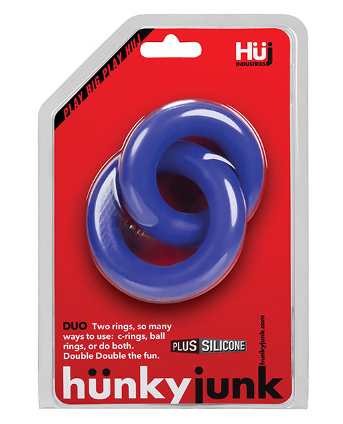 Hunkyjunk Duo Linked Cock & Ball Rings Cobalt