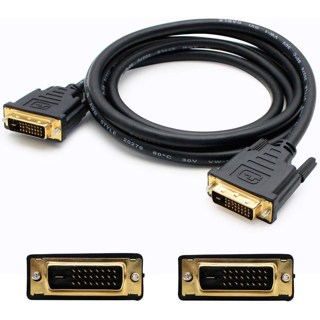 AddOn 5-Pack of 6ft HP DC198A Compatible DVI-D Male to Male Black Cables