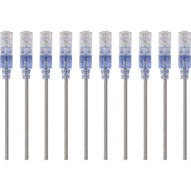 Monoprice 10-Pack, SlimRun Cat6A Ethernet Network Patch Cable, 3ft Gray