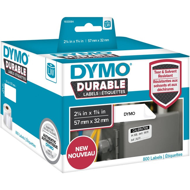 Dymo LW Durable 2-1/4" x 1-1/4" (57mm x 32mm) White Poly, 800 labels