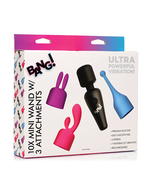 Bang! 10x Mini Wand W/3 Attachments - Asst. Colors