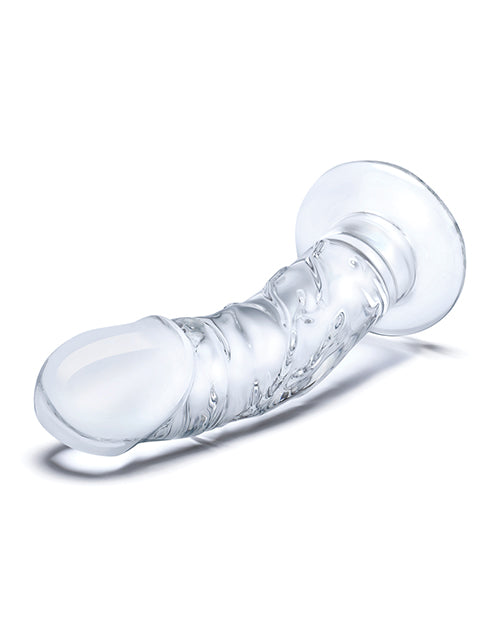 Glas 7" Realistic Curved Glass Dildo W/veins - Clear