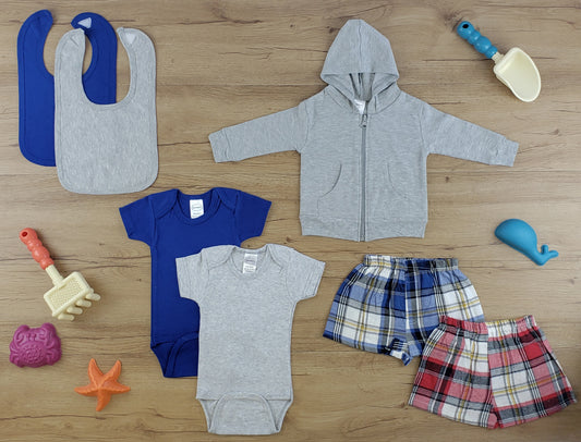 Medium  Color:heather Grey/navy/red
