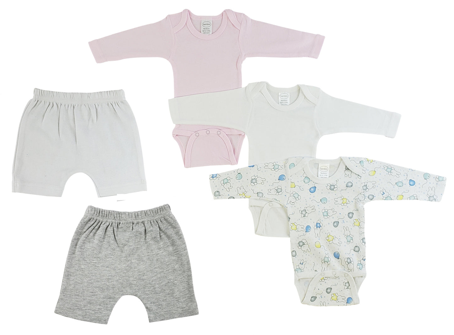 Infant Girls Long Sleeve Onezies And Shorts