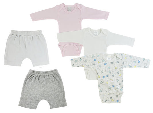 Infant Girls Long Sleeve Onezies And Shorts