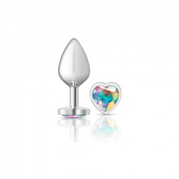Cheeky Charms Heart Clear Iridescent Silver Plug