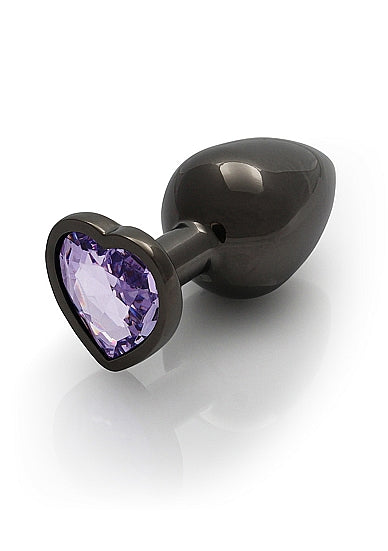 Heart Gem Butt Plug Gunmetal Amethyst