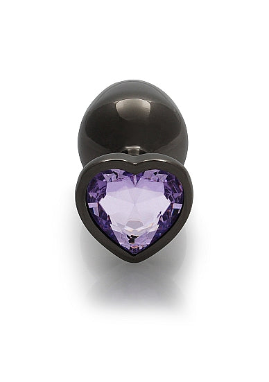 Heart Gem Butt Plug Gunmetal Amethyst