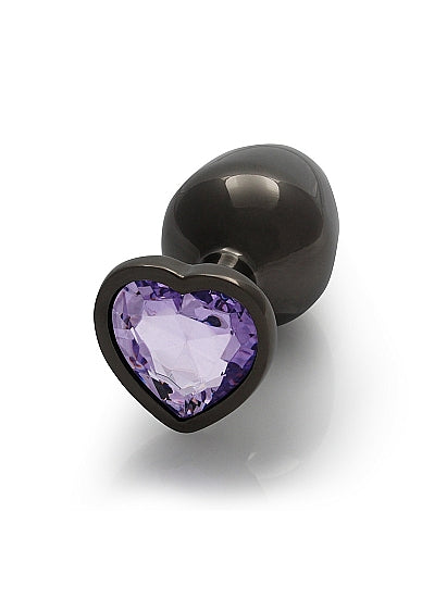 Heart Gem Butt Plug Gunmetal Amethyst