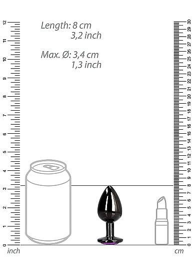 Heart Gem Butt Plug Gunmetal Amethyst