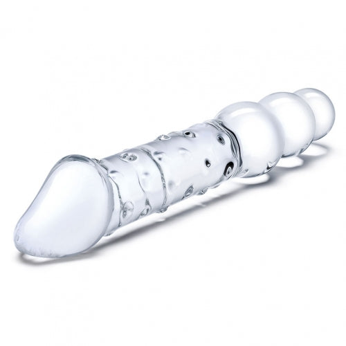 Glas 12in Double Ended Dildo W / Anal Beads