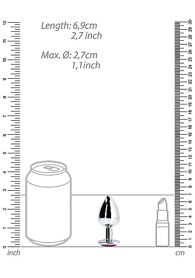 Heart Gem Butt Plug Small Silver Rubellite Pink