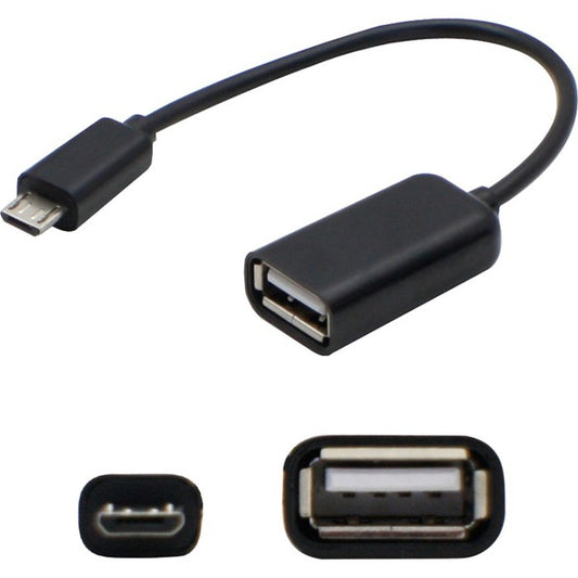 AddOn 5-Pack of 5in Micro-USB 2.0 (B) Male to USB 2.0 (A) Female Black On-the-Go Cables