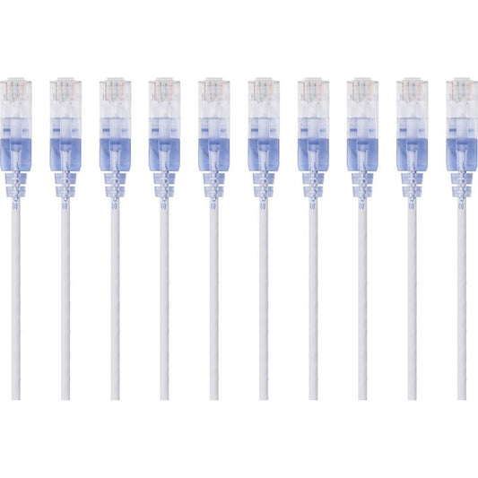 Monoprice 10-Pack,SlimRun Cat6A Ethernet Network Patch Cable, 5ft White