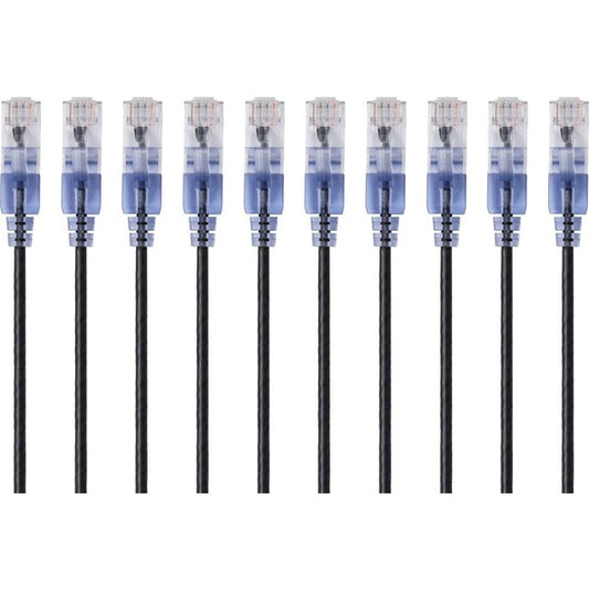 Monoprice 10-Pack, SlimRun Cat6A Ethernet Network Patch Cable, 7ft Black