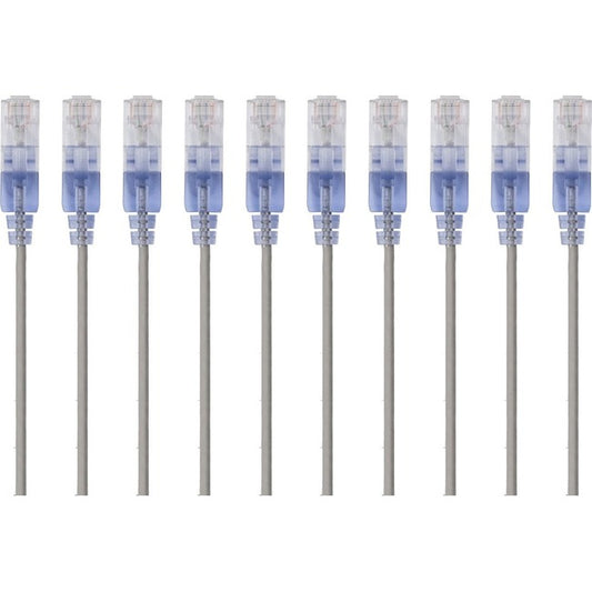 Monoprice 10-Pack, SlimRun Cat6A Ethernet Network Patch Cable, 7ft Gray