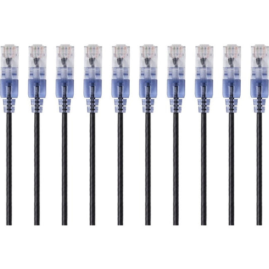 Monoprice 10-Pack, SlimRun Cat6A Ethernet Network Patch Cable, 14ft Black