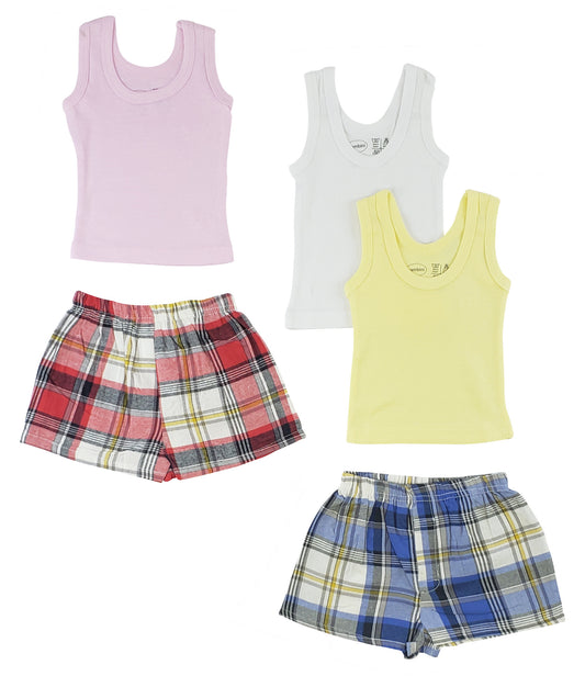 Girls Tank Tops And Boxer Shorts