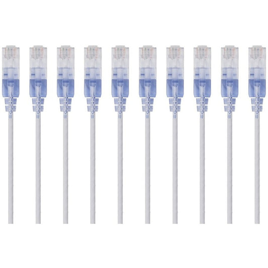 Monoprice 10-Pack, SlimRun Cat6A Ethernet Network Patch Cable, 1ft White