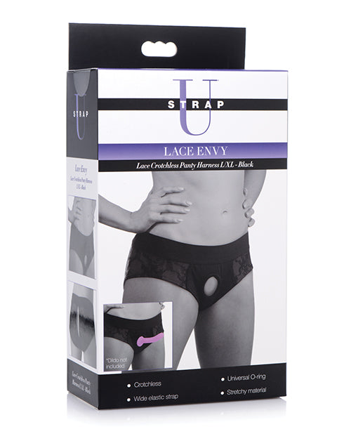 Lace Envy Black Crotchless Panty Harness