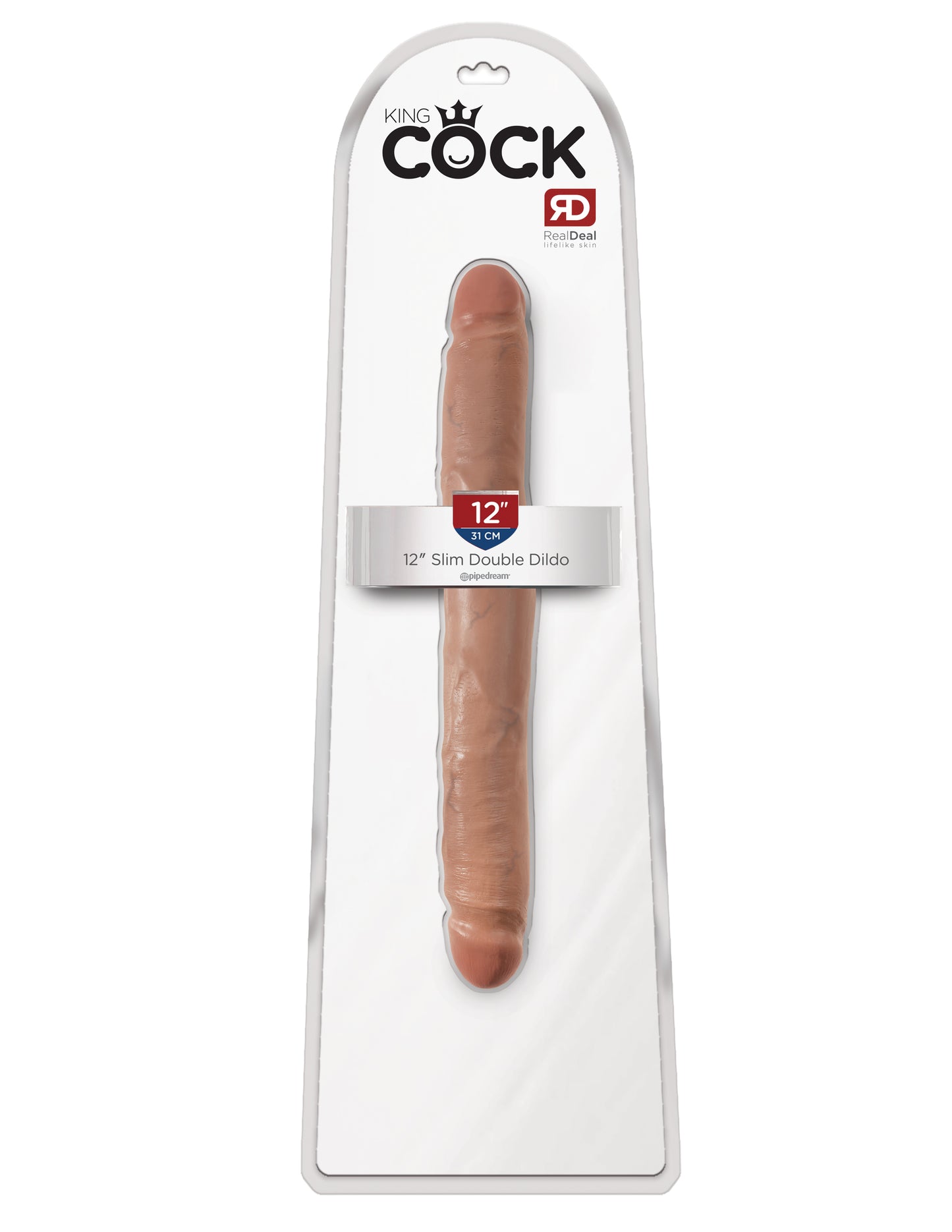 King Cock 12 Slim Double Dildo Tan "