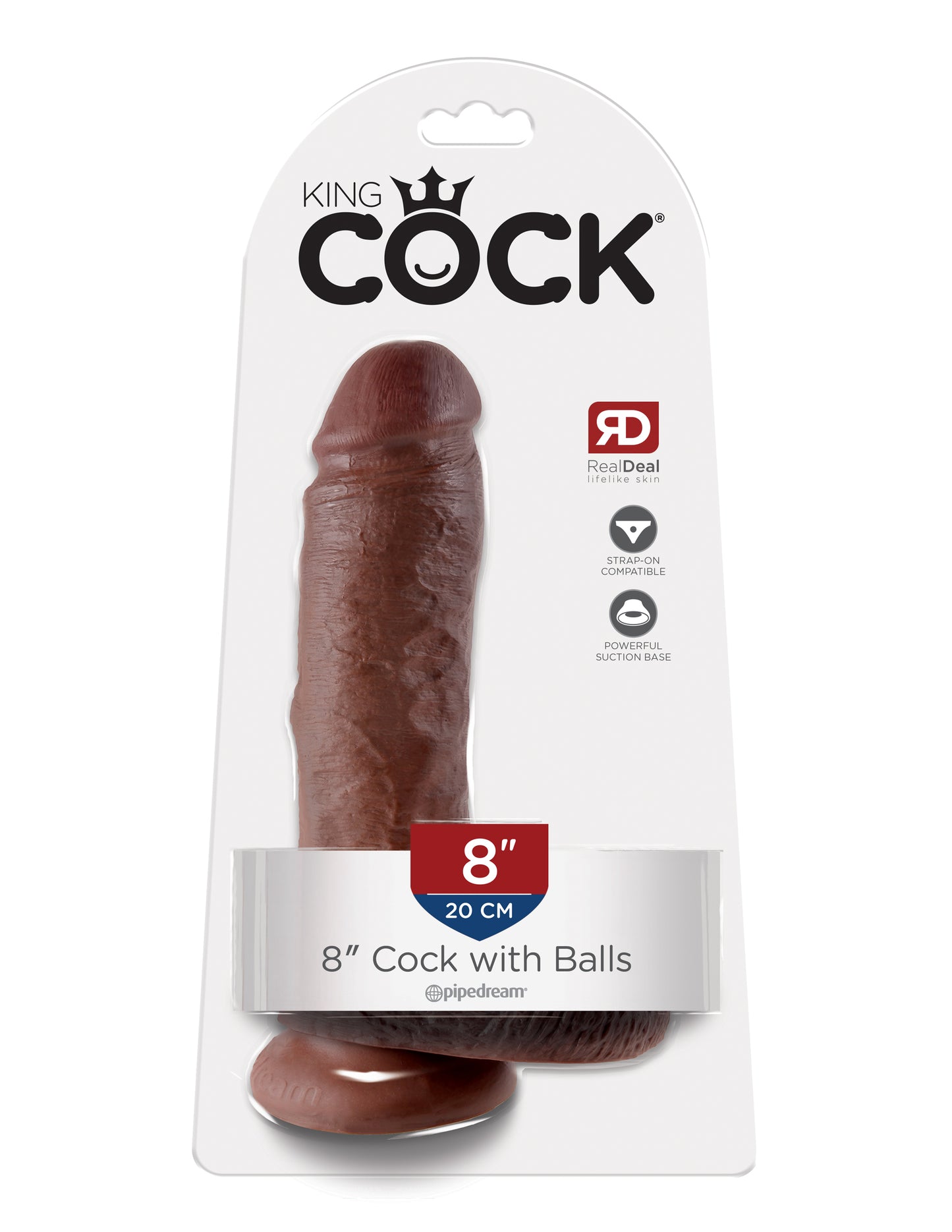 King Cock 8in Cock W/balls Brown