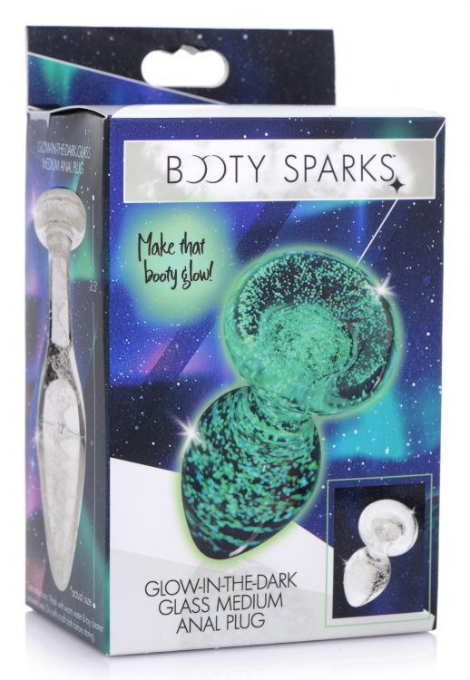 Booty Sparks Glow-in-the-dark Glass Anal Plug