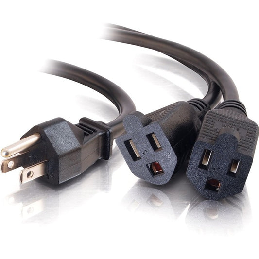C2G 14in 16 AWG 1-to-2 Power Cord Splitter (1 NEMA 5-15P to 2 NEMA 5-15R)