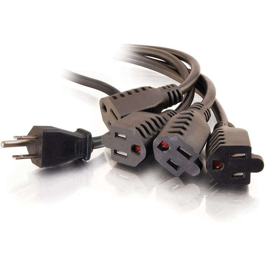 C2G 18in 16 AWG 1-to-4 Power Cord Splitter (1 NEMA 5-15P to 4 NEMA 5-15R)