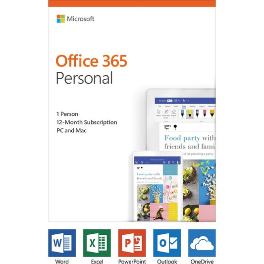 Microsoft Office 365 Personal 32/64-bit - Subscription License - 1 PC/Mac, 1 Person - 1 Year