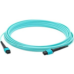 AddOn 25m MPO (Female) to MPO (Female) 12-strand Aqua OM4 Crossover Fiber OFNR (Riser-Rated) Patch Cable