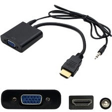 AddOn HDMI Male to VGA Female Black Adapter Cable with 3.5mm Audio and Micro USB Ports