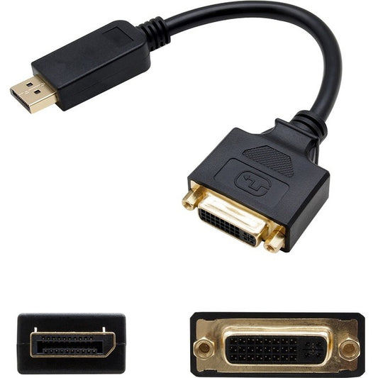 AddOn 5-Pack of 8in Lenovo 45J7915 Compatible DisplayPort Male to DVI-I Female Black Adapter Cables (Requires DP++)