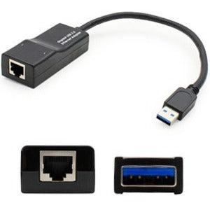 AddOn 5-Pack of 8in Lenovo 4X90E51405 Compatible USB 3.0 (A) Male to RJ-45 Female Black Network Adapter Cables