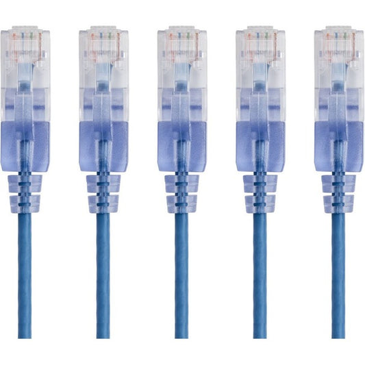 Monoprice 5-Pack, SlimRun Cat6A Ethernet Network Patch Cable, 14ft Blue
