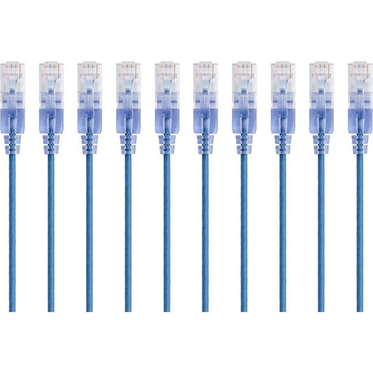 Monoprice 10-Pack, SlimRun Cat6A Ethernet Network Patch Cable, 3ft Blue