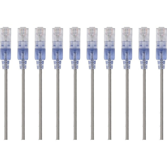 Monoprice 10-Pack, SlimRun Cat6A Ethernet Network Patch Cable, 3ft Gray