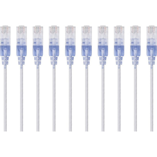 Monoprice 10-Pack, SlimRun Cat6A Ethernet Network Patch Cable, 3ft White