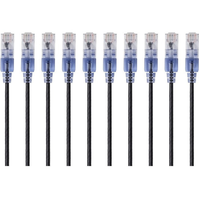 Monoprice 10-Pack, SlimRun Cat6A Ethernet Network Patch Cable, 10ft Black