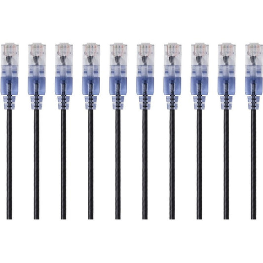 Monoprice 10-Pack, SlimRun Cat6A Ethernet Network Patch Cable, 10ft Black