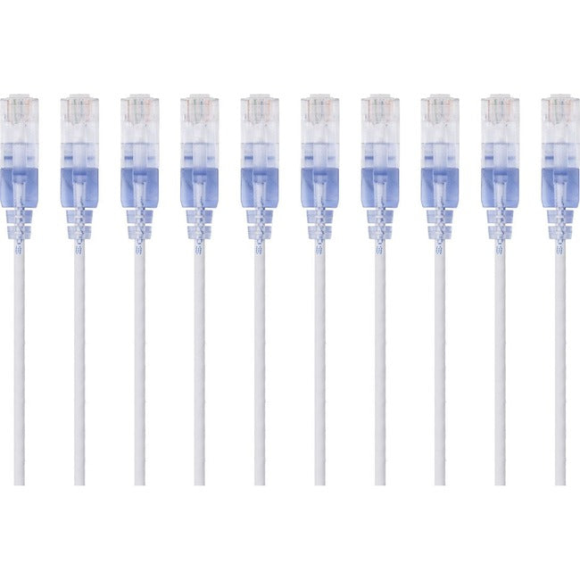 Monoprice 10-Pack, SlimRun Cat6A Ethernet Network Patch Cable, 10ft White