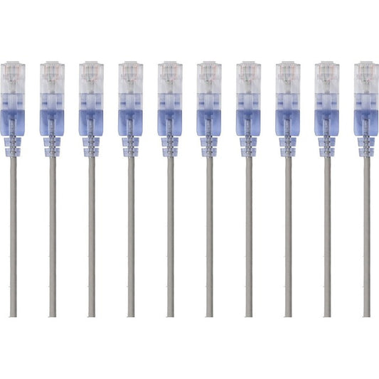 Monoprice 10-Pack, SlimRun Cat6A Ethernet Network Patch Cable, 14ft Gray