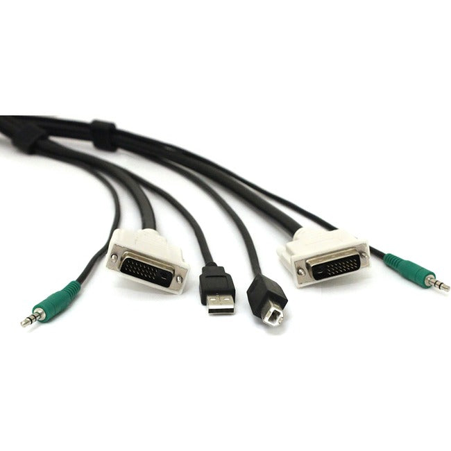 Black Box Secure DVI KVM Cable - USB A-B, 3.5mm Audio, 6-ft.